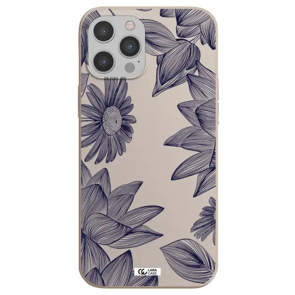 Blue Line Flower Apple iPhone 12 pro Silicone Stone Case