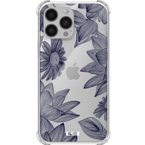 Blue Line Flower Apple iPhone 13 Pro Max Clear PC Case