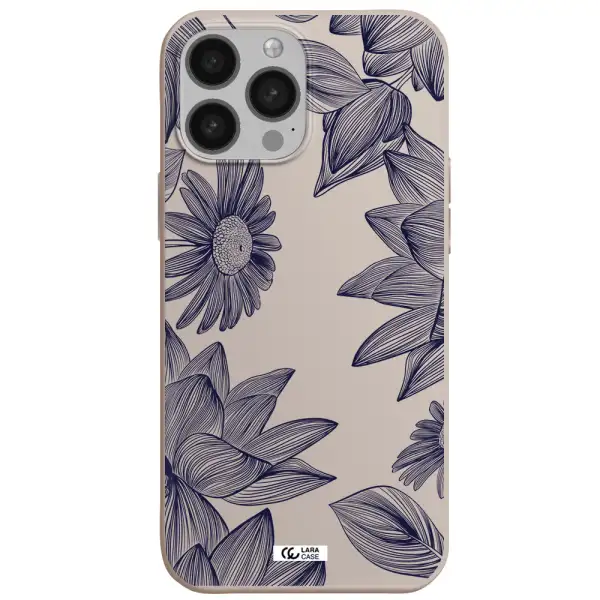 Blue Line Flower Apple iPhone 13 Pro Silicone Stone Case