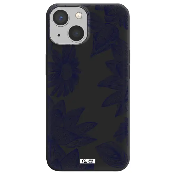 Blue Line Flower Apple iPhone 13 Silicone black Case