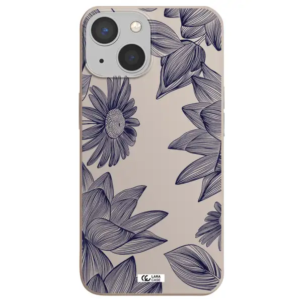 Blue Line Flower Apple iPhone 13 Silicone Stone Case