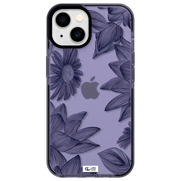 Blue Line Flower Apple iPhone 14 impact Lilac Case