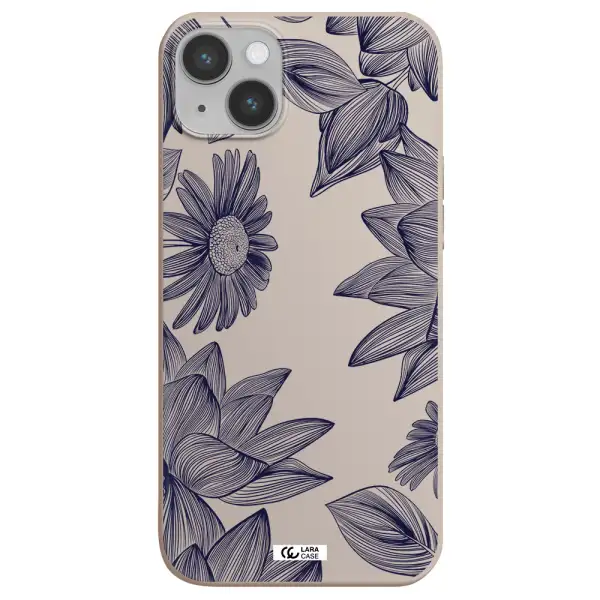 Blue Line Flower Apple iPhone 14 plus Silicone Stone Case