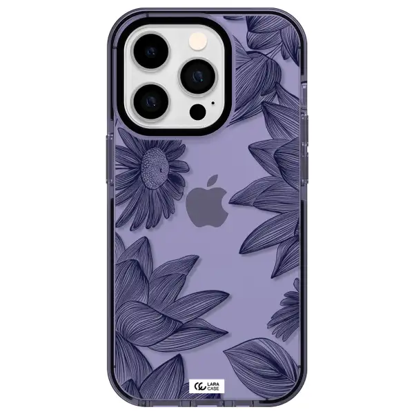 Blue Line Flower Apple iPhone 14 pro impact Lilac Case