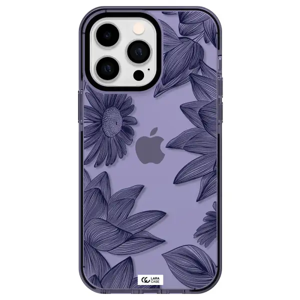 Blue Line Flower Apple iPhone 14 pro max impact Lilac Case