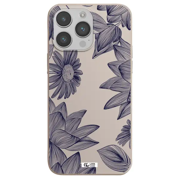 Blue Line Flower Apple iPhone 14 pro max Silicone Stone Case