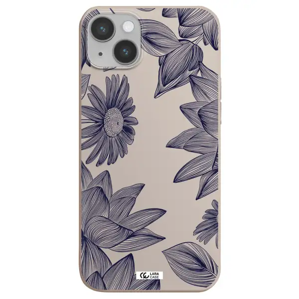 Blue Line Flower Apple iPhone 14 Silicone Stone Case