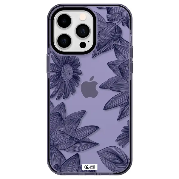 Blue Line Flower Apple iPhone 15 Pro impact Lilac Case