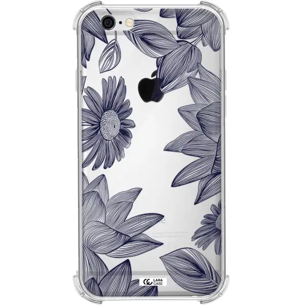 Blue Line Flower Apple iPhone 6 Clear PC Case
