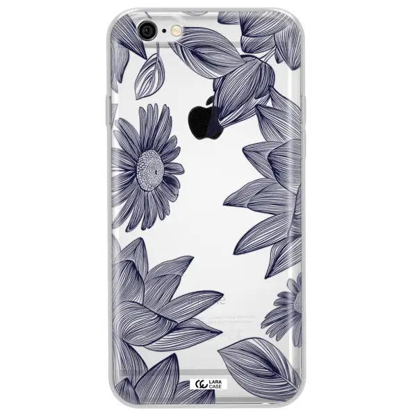 Blue Line Flower Apple iPhone 6 Clear TPU Case