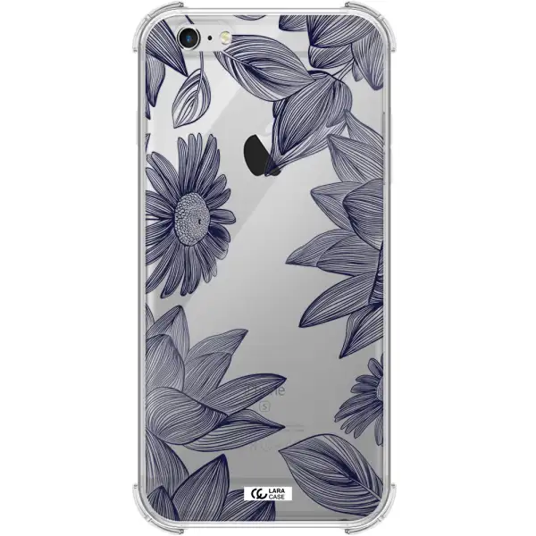 Blue Line Flower Apple iPhone 6 plus Clear PC Case