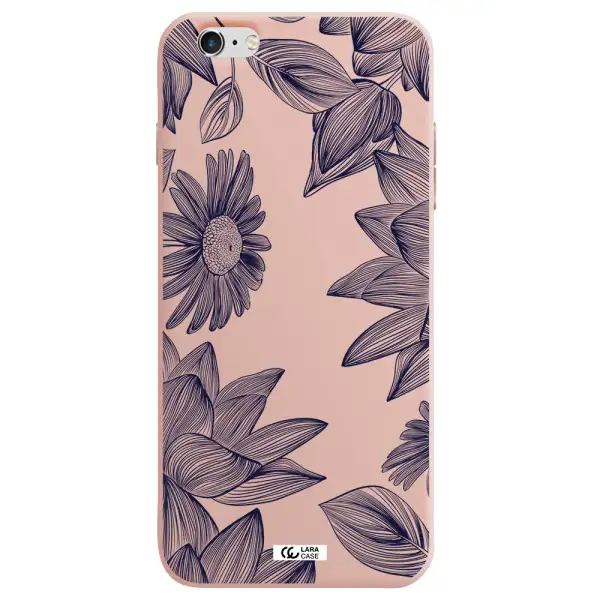 Blue Line Flower Apple iPhone 6 s plus Silicone pastel pink Case