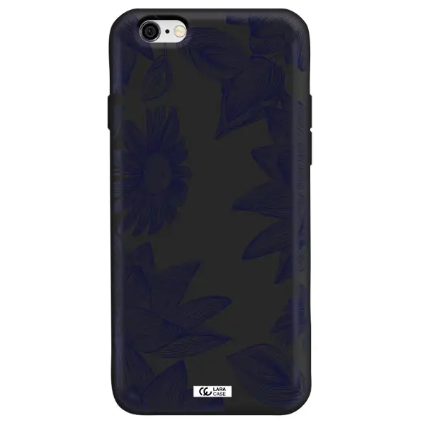 Blue Line Flower Apple iPhone 6 Silicone black Case