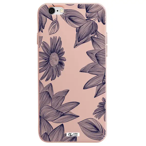 Blue Line Flower Apple iPhone 6 Silicone pastel pink Case