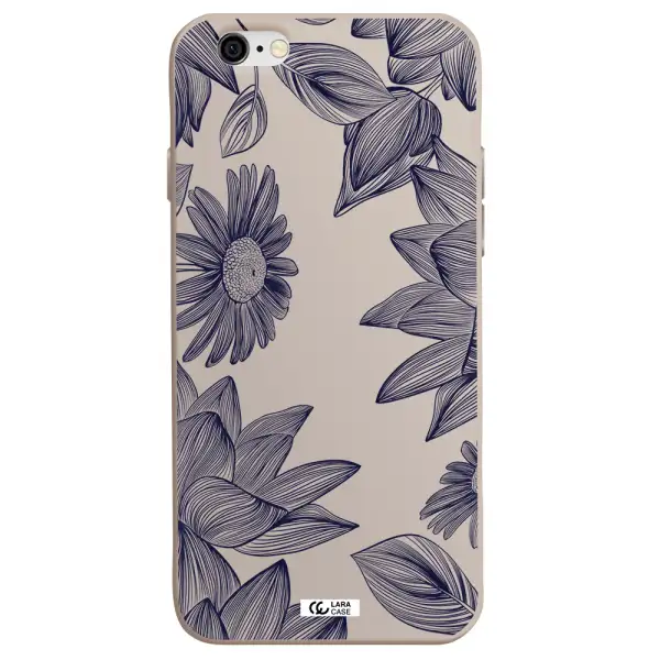 Blue Line Flower Apple iPhone 6 Silicone Stone Case