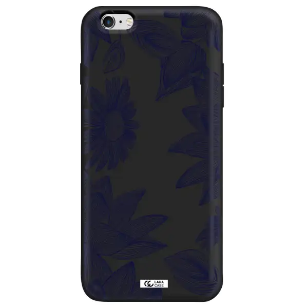 Blue Line Flower Apple iPhone 6S Silicone black Case