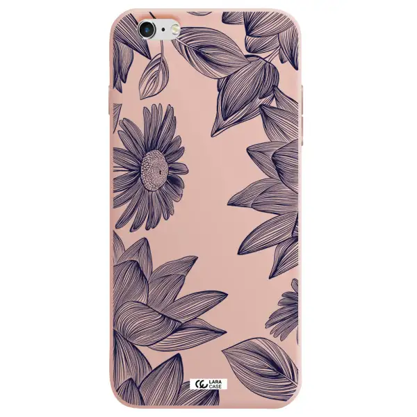 Blue Line Flower Apple iPhone 6S Silicone pastel pink Case