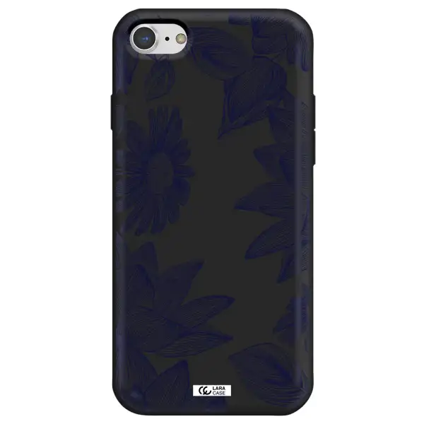 Blue Line Flower Apple iPhone 7 Silicone black Case