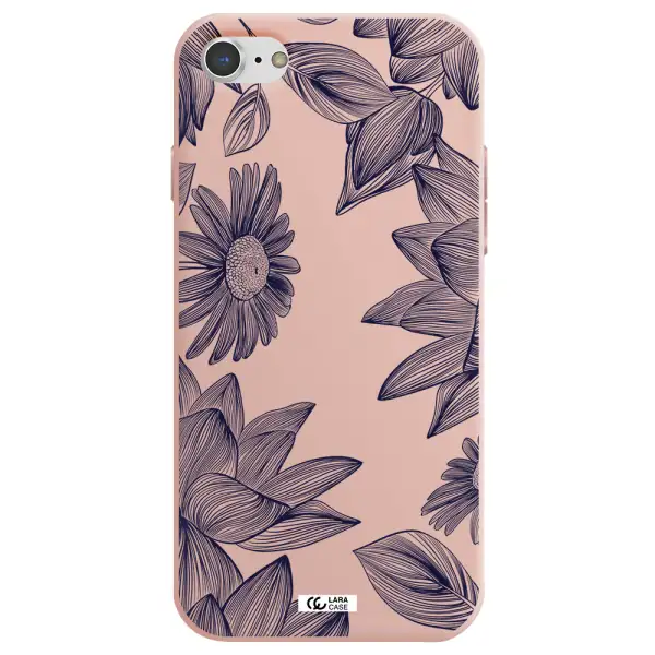 Blue Line Flower Apple iPhone 7 Silicone pastel pink Case