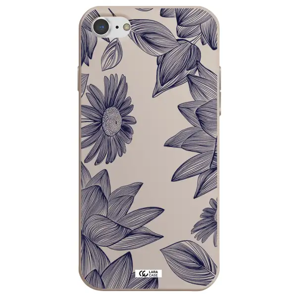 Blue Line Flower Apple iPhone 7 Silicone Stone Case