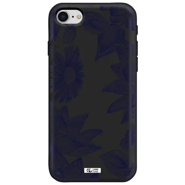 Blue Line Flower Apple iPhone se 2020 Silicone black Case