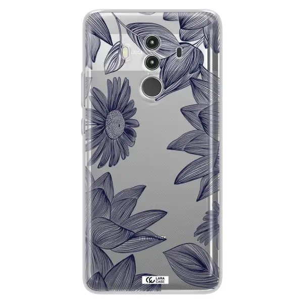 Blue Line Flower Huawei Mate 10 Clear TPU Case