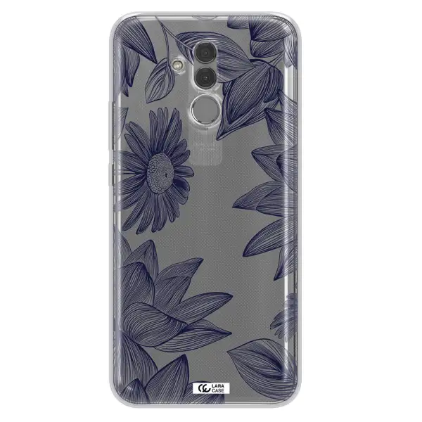 Blue Line Flower Huawei Mate 20 Lite Clear TPU Case