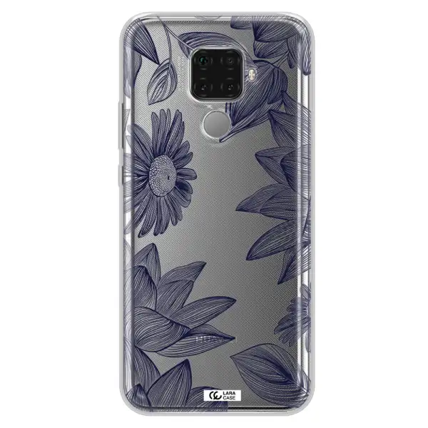 Blue Line Flower Huawei Mate 30 Lite Clear TPU Case