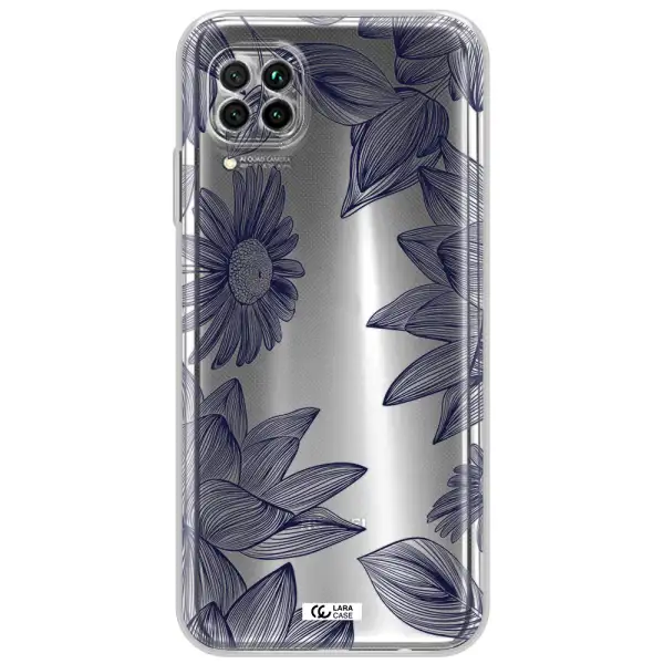 Blue Line Flower Huawei Nova 7I Clear Tpu Case