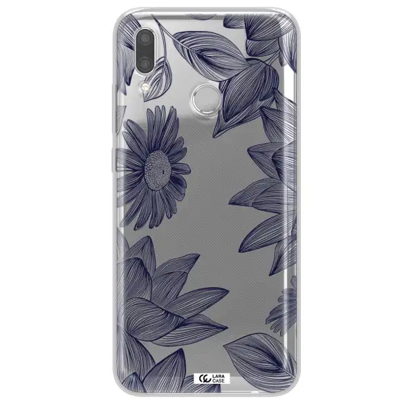 Blue Line Flower Huawei P Smart 2019 Clear TPU Case