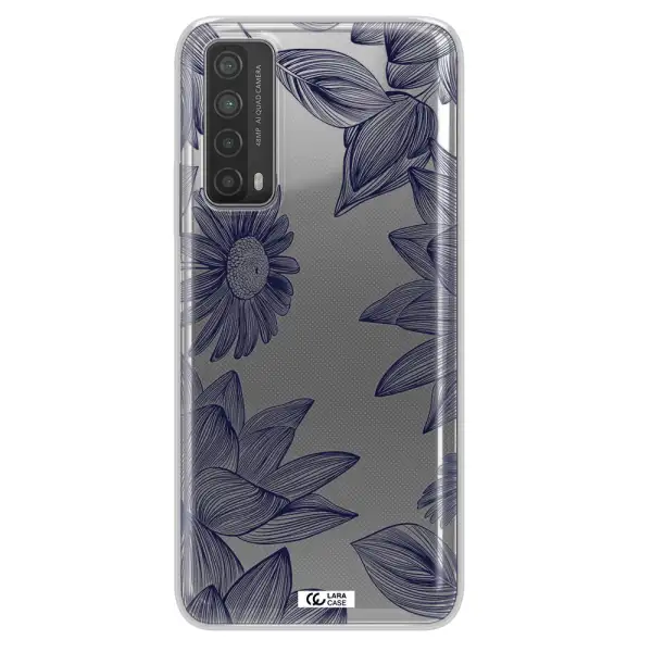 Blue Line Flower Huawei P Smart 2021 Clear TPU Case