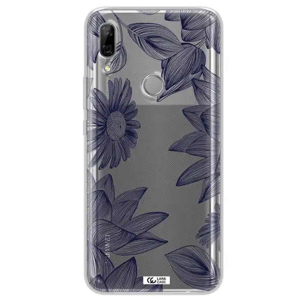 Blue Line Flower Huawei P Smart Z Clear TPU Case