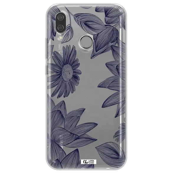 Blue Line Flower Huawei P20 Lite Clear TPU Case
