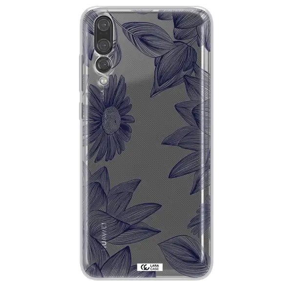 Blue Line Flower Huawei P20 Pro Clear TPU Case