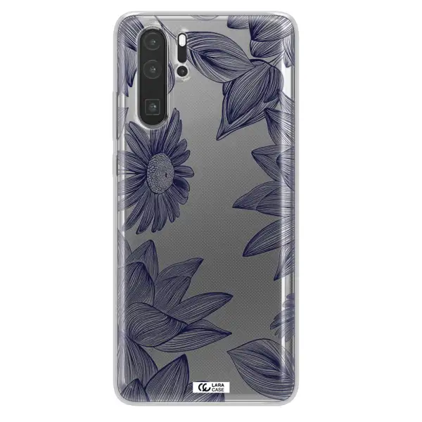 Blue Line Flower Huawei P30 Pro Clear TPU Case