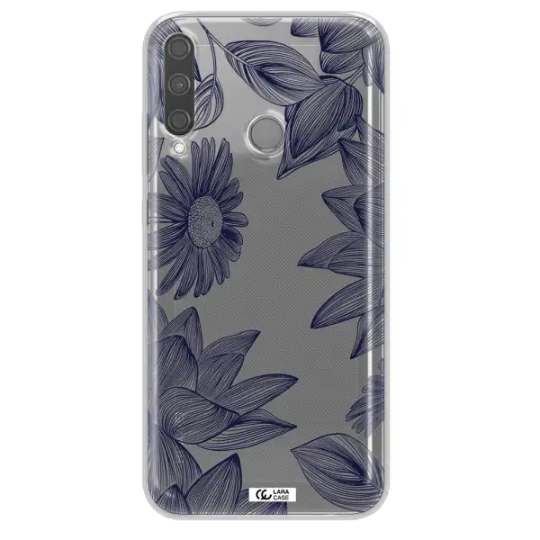 Blue Line Flower Huawei P40 Lite E Clear TPU Case