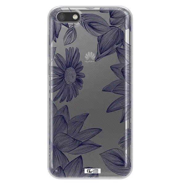 Blue Line Flower Huawei Y5 2018 Clear TPU Case