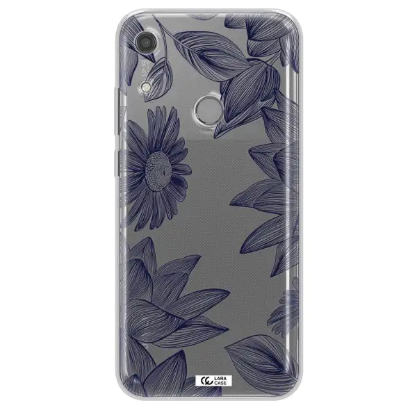 Blue Line Flower Huawei Y6S Clear TPU Case