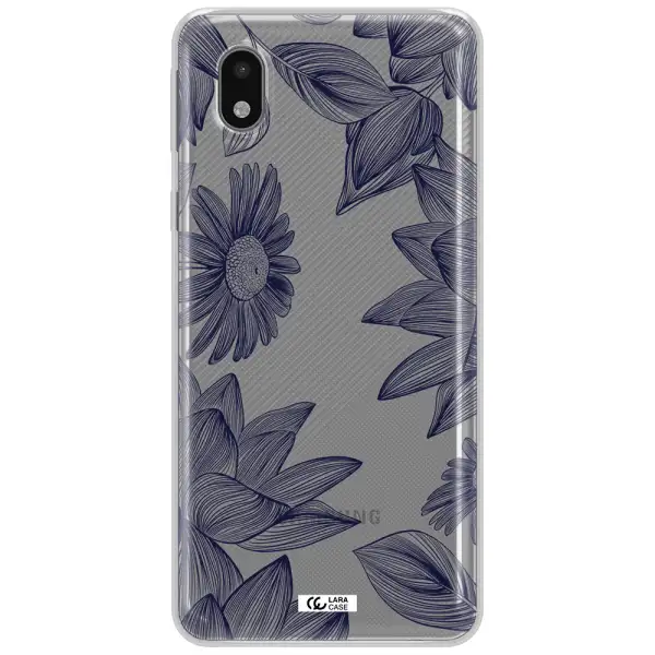 Blue Line Flower Samsung A01 Core Clear Tpu Case