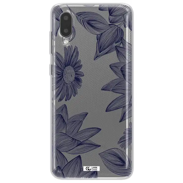 Blue Line Flower Samsung A02 Clear TPU Case