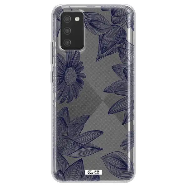 Blue Line Flower Samsung A02S Clear TPU Case