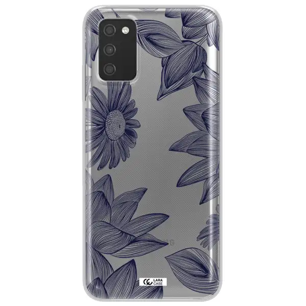 Blue Line Flower Samsung A03S Clear TPU Case