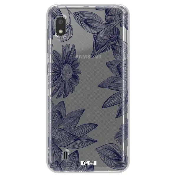 Blue Line Flower Samsung A10 Clear TPU Case