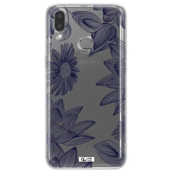 Blue Line Flower Samsung A10S Clear TPU Case