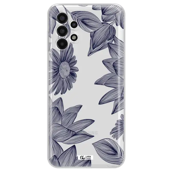 Blue Line Flower Samsung A13 4g Clear TPU Case