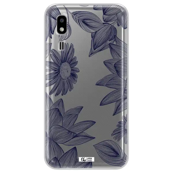 Blue Line Flower Samsung A2 Core Clear TPU Case