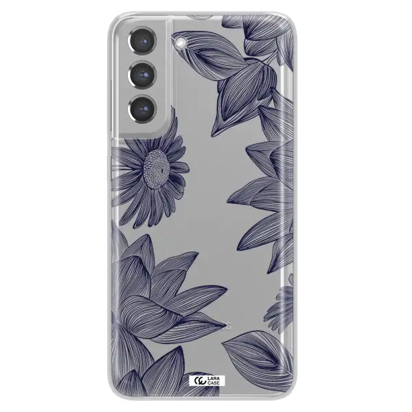 Blue Line Flower Samsung A21 Fe Clear TPU Case