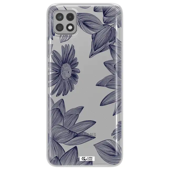 Blue Line Flower Samsung A22 5g Clear TPU Case