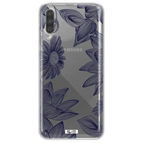 Blue Line Flower Samsung A30S Clear TPU Case