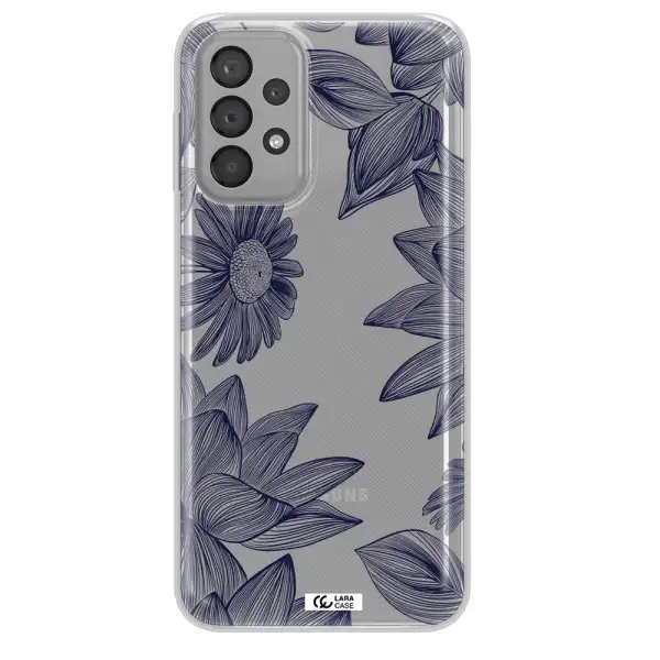 Blue Line Flower Samsung A33 Clear TPU Case